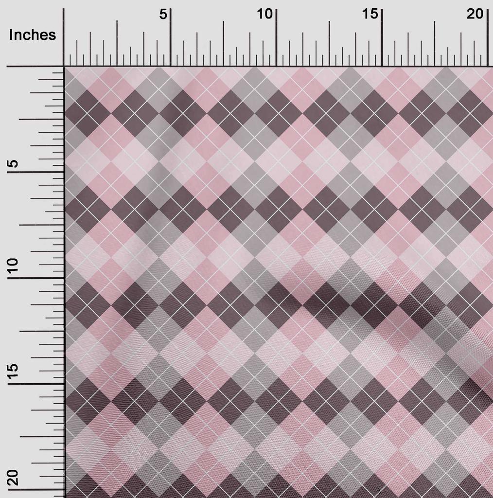 oneOone Cotton Flex Bright Red Fabric Argyle Check Dress Material Fabric Print Fabric By The Yard 40 Inches