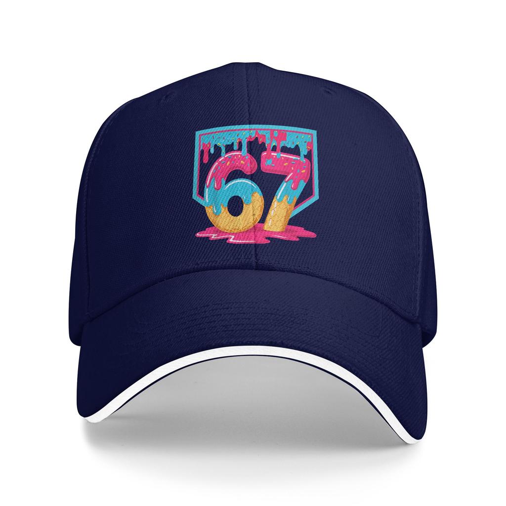 67 Baseball Home Plate Ice Cream Drip Six Seven Baseball Cap  y2k Retro Unisex Trucker Hat Outdoor Gym Snapback Cap Present