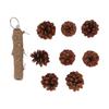 Birds Bite Toy Wooden Pine Cone Hanging Parrots Beak Grinding Toy with Metal Hook for Cage20cm
