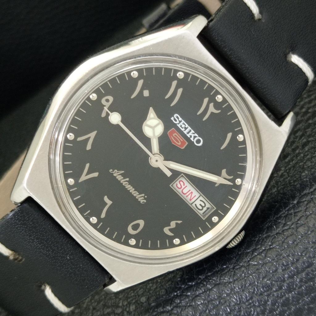 

SEIKO 5 AUTOMATIC VINTAGE JAPAN 6319A MENS ARABIC BLACK DIAL WATCH a701317-5 R206a-a701317