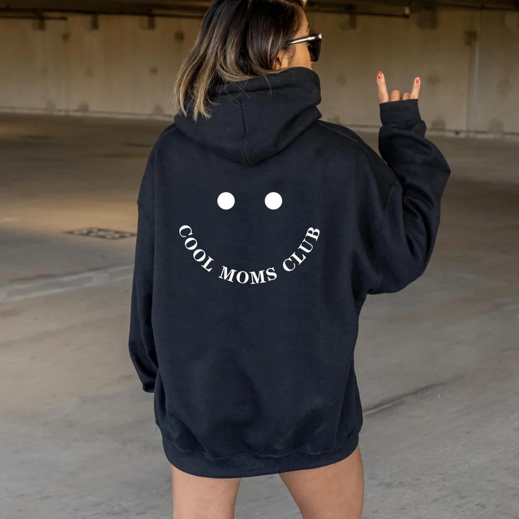 COOL MOMS CLUB Print Loose Pullover Hoodie Women Hoody Sweatshirts Pullovers Quote Fashion