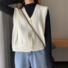 Women's Korean Style Loose Sleeveless Knitted Sweater Cardigan Vest Preppy Style Knitwear Cardigan Outerwear