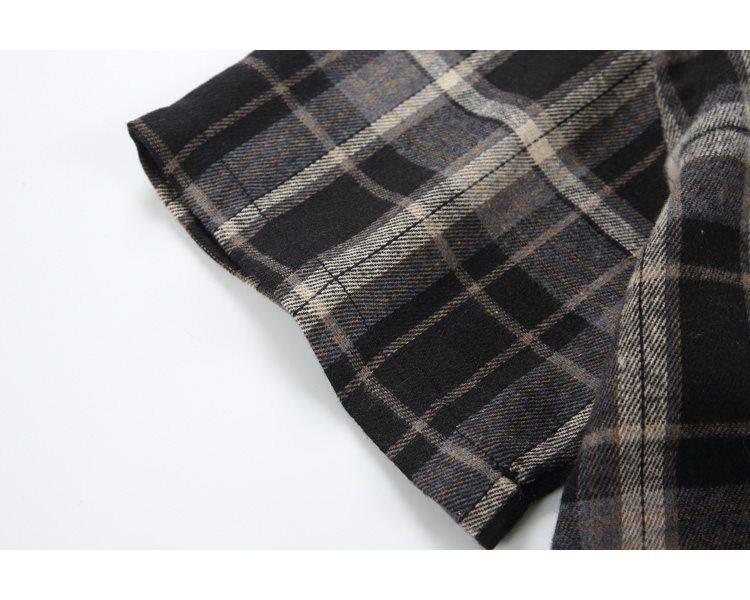 Trendy Korean Retro Plaid Plus Size Lapel Short Sleeve Shirt