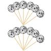 12 Pcs Disco Cake Sign Cupcake Decoration Ball Gold Wedding Insert Inset Wood + Glass Decorative Pick Baby Birthday Topper