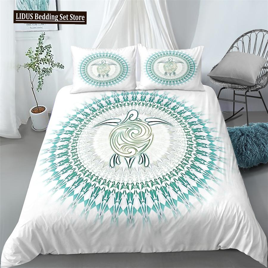Mandala Bettbezug Set Blau Rosa Boho Chic Tagesdecken Romantische Bettwäsche Böhmisches Bettwäscheset King Polyester Bettdeckenbezug