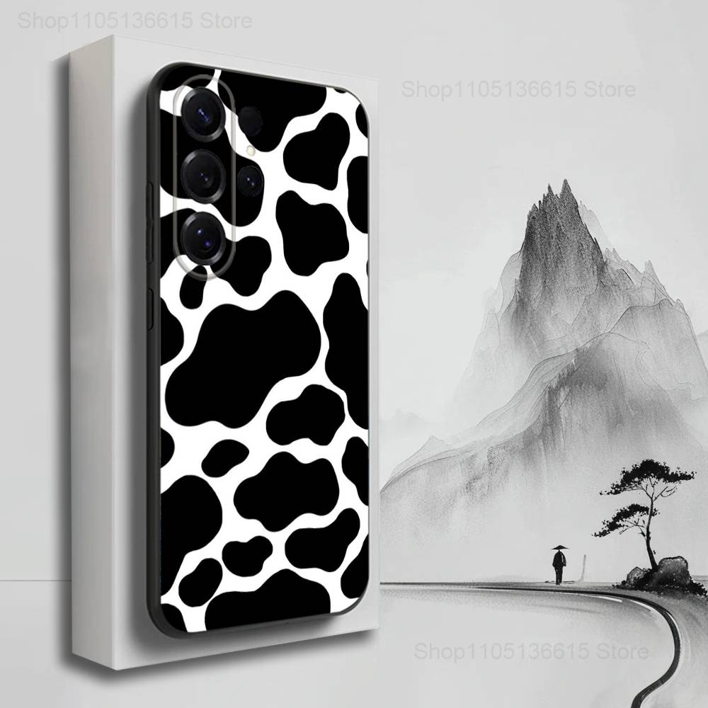 Cartoon Print Cow Cute Phone For Samsung S25,S10,S20,S10,S21,S9,S24,S23,Ultra,FE,Plus,Lite,Soft Silicone Black Cover