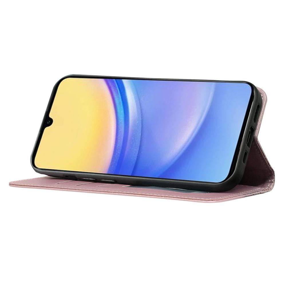 Pro Samsung Galaxy A26 5G Peněženkové pouzdro na telefon Silný magnetický Kostkovaný vzor Imprint Kožený flipový kryt