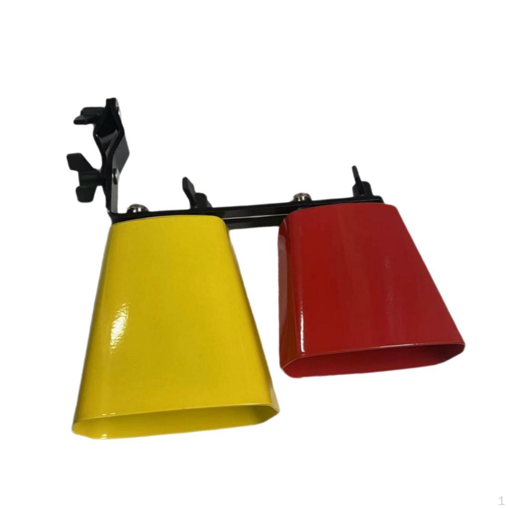 Bicolor Cowbell Double Mounted Bell Knocker Drum Part Percussion Instrument Noise Maker with Mount