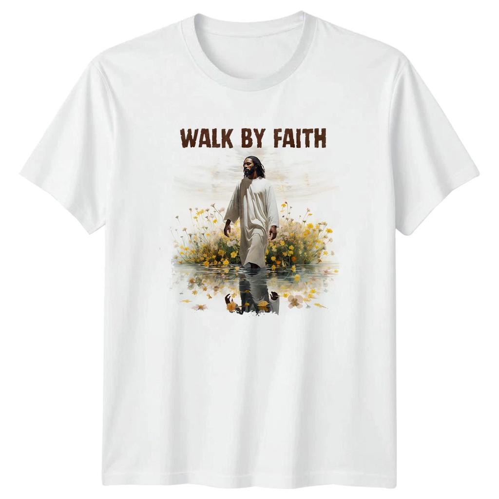 Walk By Faith T-Shirt Faith Based Christian Birthday Gift For Him And Her