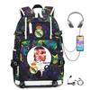 Camouflage Backpack Student Bookbag Multifunctional USB Charging Football Star Print Travel Daypack Lightweight Casual Men's Backpack