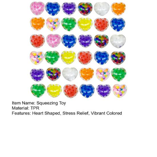 2Pcs Squeeze Toy Love Bead Stress Balls Heart Shaped Stress Relief Vibrant Colored Fun Fidget Toy for Kids