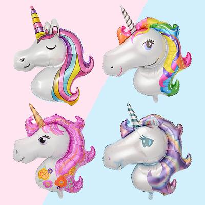 Unicorn Balloons With Colorful Aluminum Film Thicken For Children Birthday Party Wedding Shop Window Restaurant Cafe Home Curtain Decoration Supplies