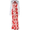 European and American Style Fashionable Women's Printed Sexy Sleeveless Hanging Neck Three-dimensional Flower Decoration Hip Hugging Dress