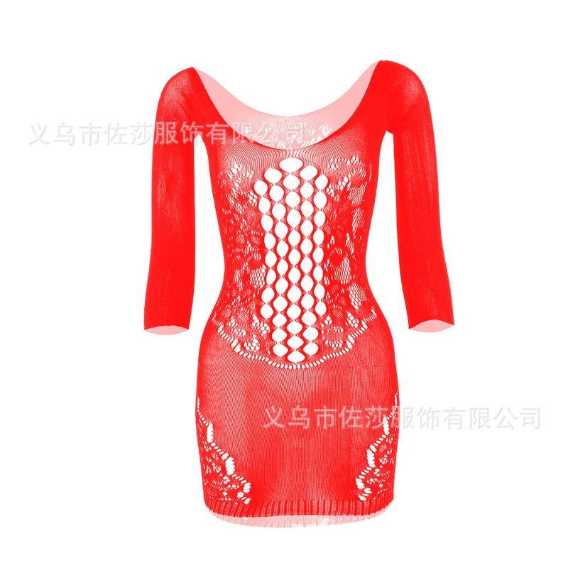 Sexy suspender mesh tight body hollow hip skirt large size