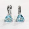 Trendy European & American Fashion: Inlaid Light Blue Zircon Triangle Women's Earrings
