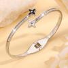 Four-leaf Clover Titanium Steel  Female High-end Sense Does Not Fade Oval Elastic Opening  Personalized Versatile Diamond-encrusted 