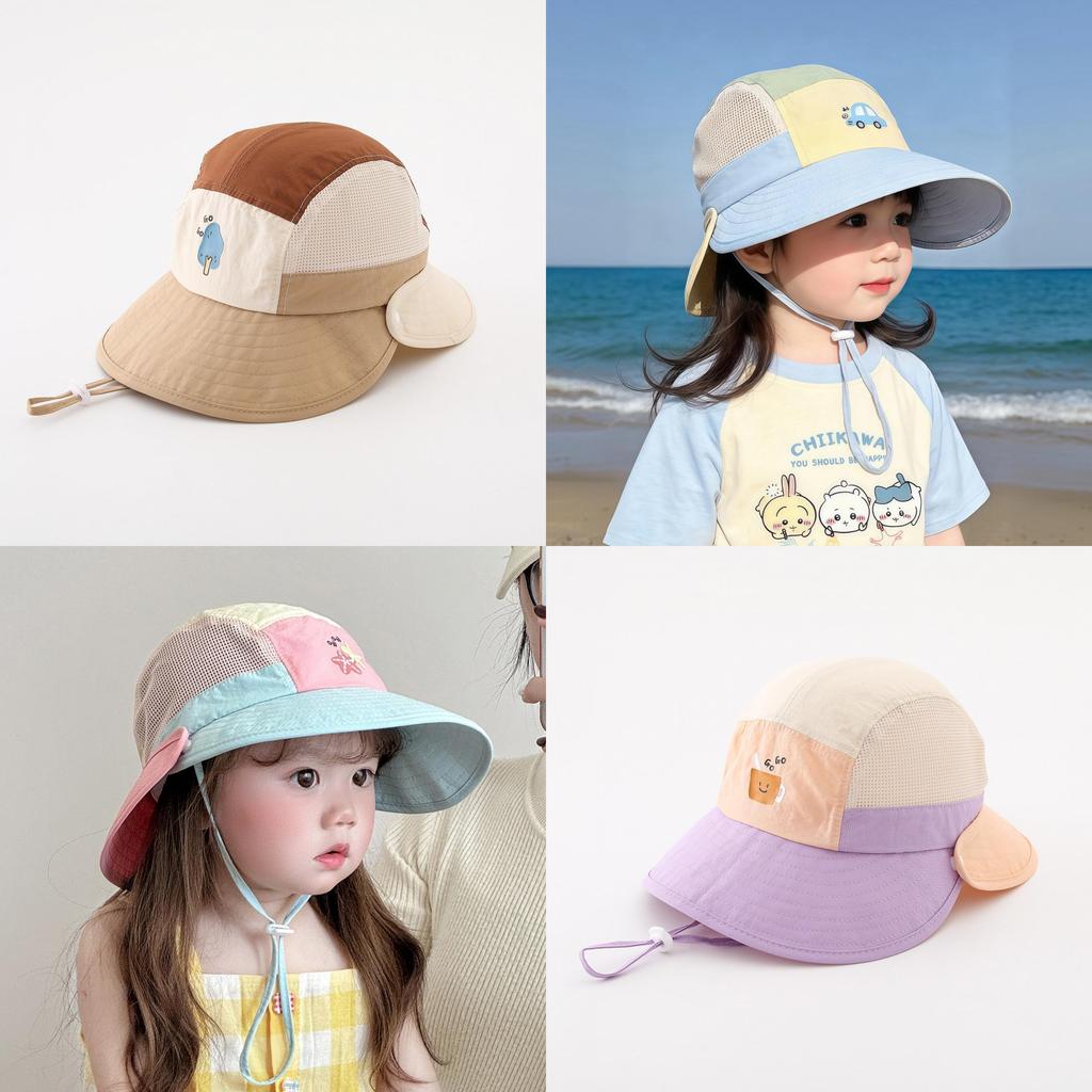 Kids Sun Hat With Large Brim And Breathable Mesh For Summer Protection