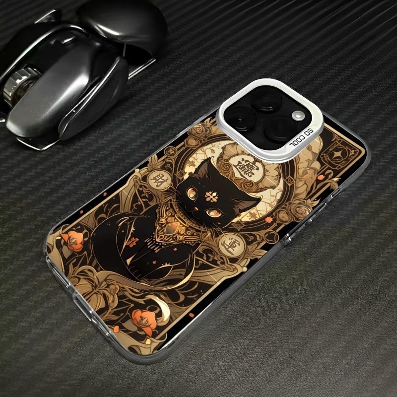 Lucky Cat Mobile Phone Case Is Suitable for Apple 16 Guochao Iphone16promax Gilt 16 Rich 15 Niche Cats
