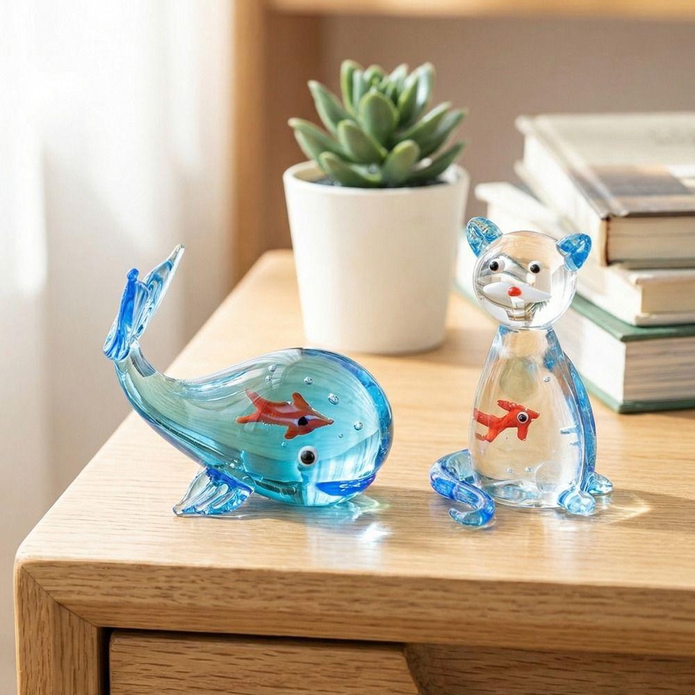 Cartoon Miniatur-Aquarium-Dekoration Transparente Katze Schreibtisch-Dekoration Miniatur-Dekor