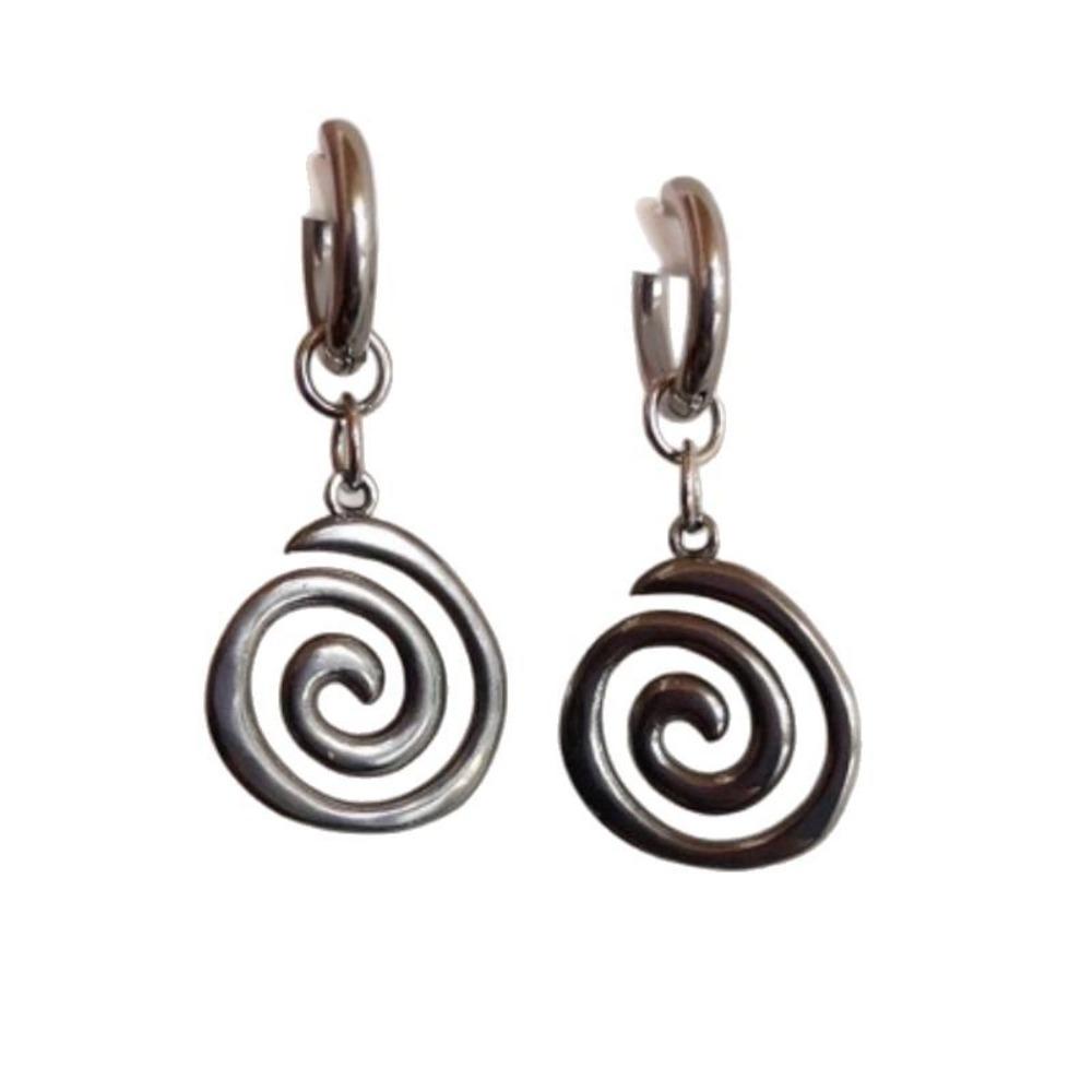 Simple Retro Irregular Geometric Vortex Spiral Pendant Necklace Earrings Set for Women Stainless Steel Bohemia Jewelry Sets Gift