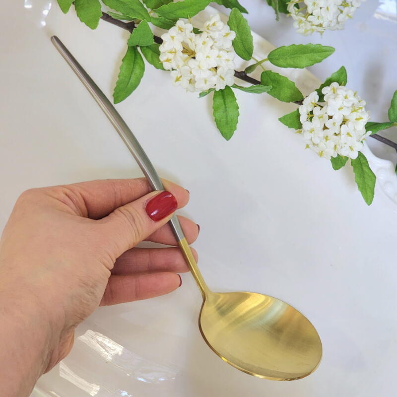 Двухцветная золотая сервировочная ложка, сделано в Корее 1 spoon