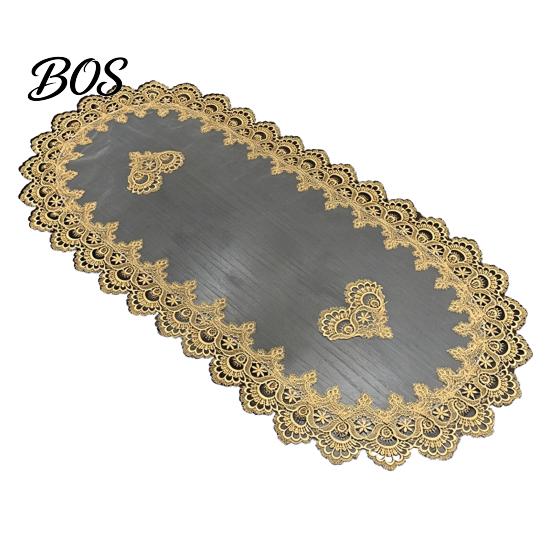 Schutz Tischläufer Oval Spitze Läufer, Vintage Deckchen, Retro Flexible Textur Blumiges Platzset für Kaffee Esszimmer Dekor Transparentes Netz