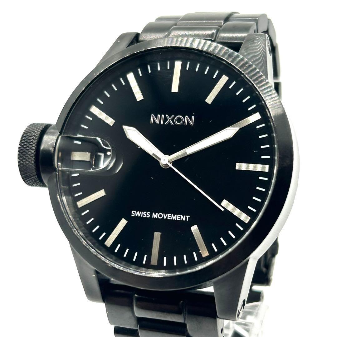 Used NIXON Black Men s Watch New Battery Good Operation Chronicle SS