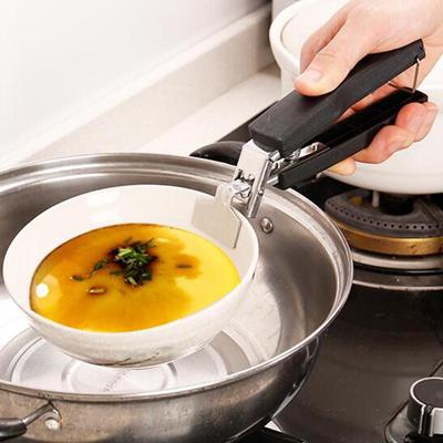 1pc-Dish Plate Bowl Clip Stainless Steel Bowl Clip Universal Handheld Plate Holder Tong Anti- Clamp Gripper Kitchen Tools