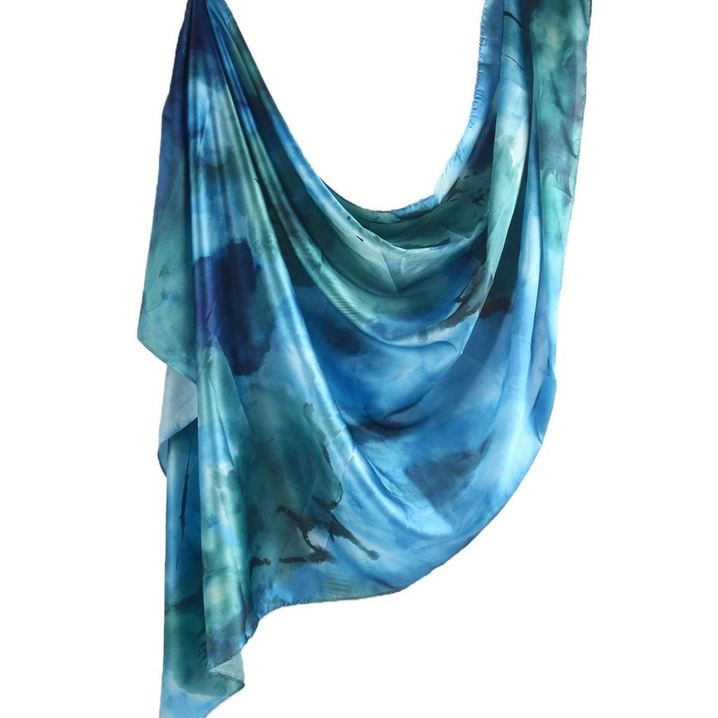 Silk Printed Ethnic Headscarf Shawl - 180x85cm