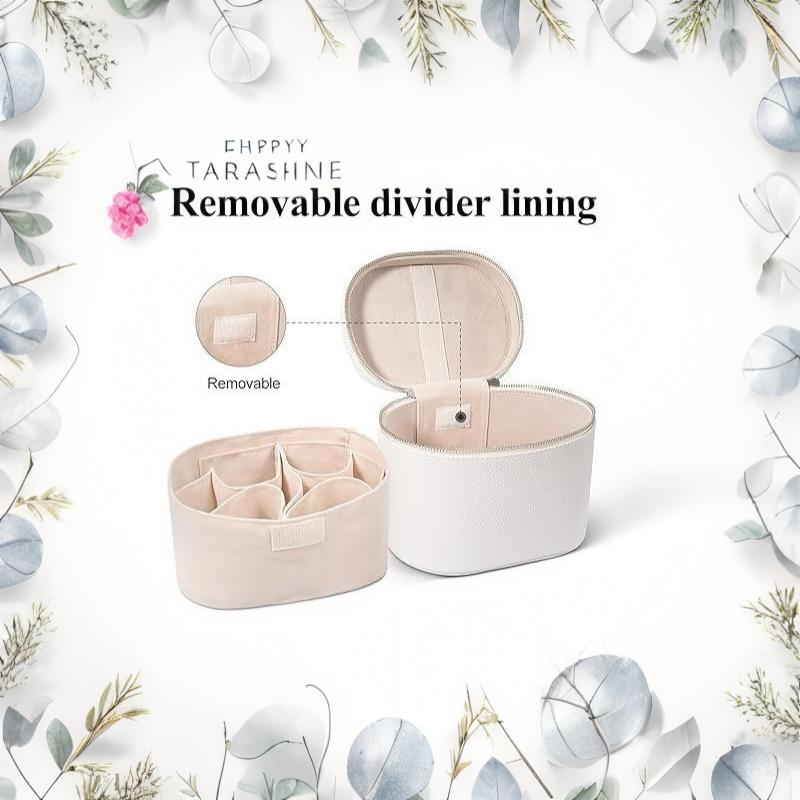 Lightweight Portable PU Leather Makeup Case Removable Divider Compact Cosmetic Organizer Handbag for Outings белый