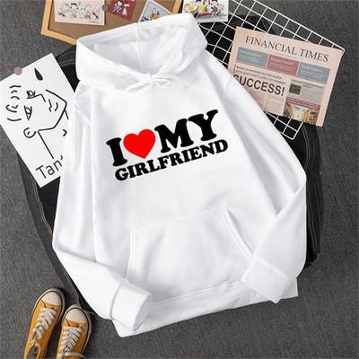 Pánská mikina s kapucí I LOVE MY GIRLFRIEND pro pánské a dámské ležérní pulovry volného střihu
