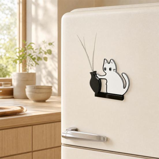 Cat Whiskers Holder Refrigerator Magnet, Cat Furs Keepsake Vase Fridge Magnet, Pet Memorial Decoration for Home, Kitchen