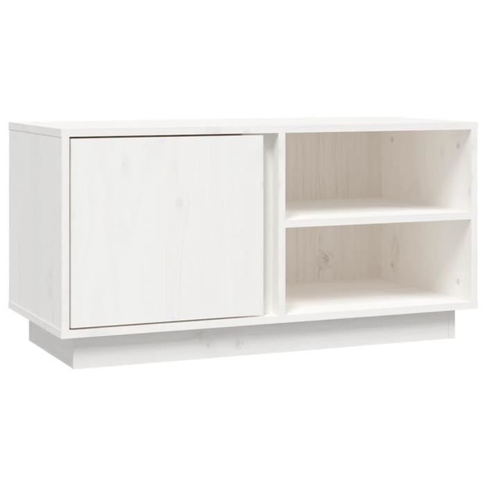 814465 vidaXL Meuble TV Blanc 80x35x40,5 cm Bois de pin massif