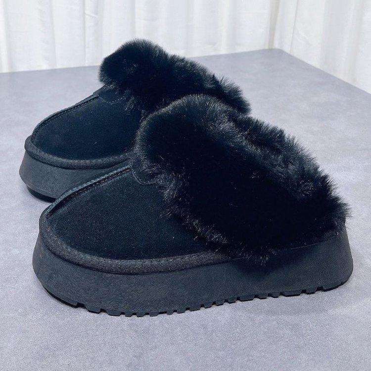 

Thick-soled snow boots slippers women s 2025 autumn and winter new muffin bottom bag head heightened hairy mop thickened and velvet outer wear 35