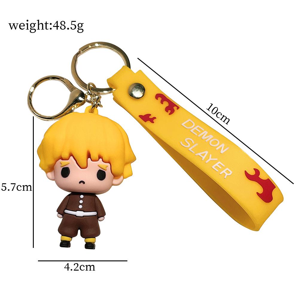 Anime Q Version Demon Slayer PVC Keychain Cute Nezuko Agatsuma Zenitsu Character Bag Pendant Car Anime Accessories Keychain