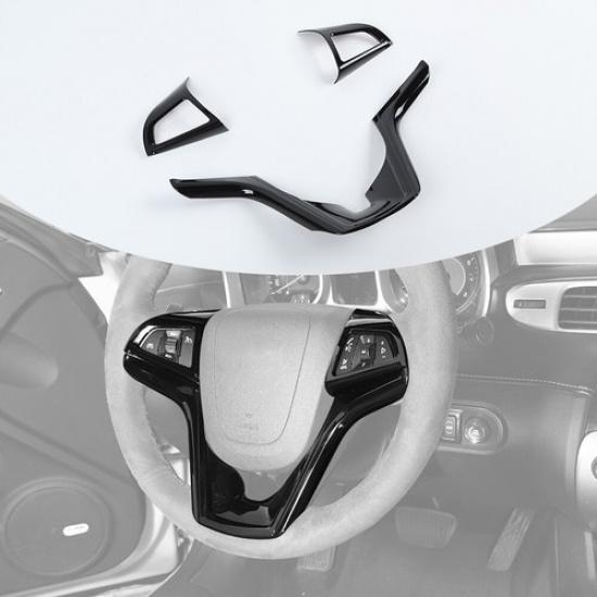 Black Steering Wheel Decor Mould Cover Trim Bezels For Chevrolet Camaro 2012-15