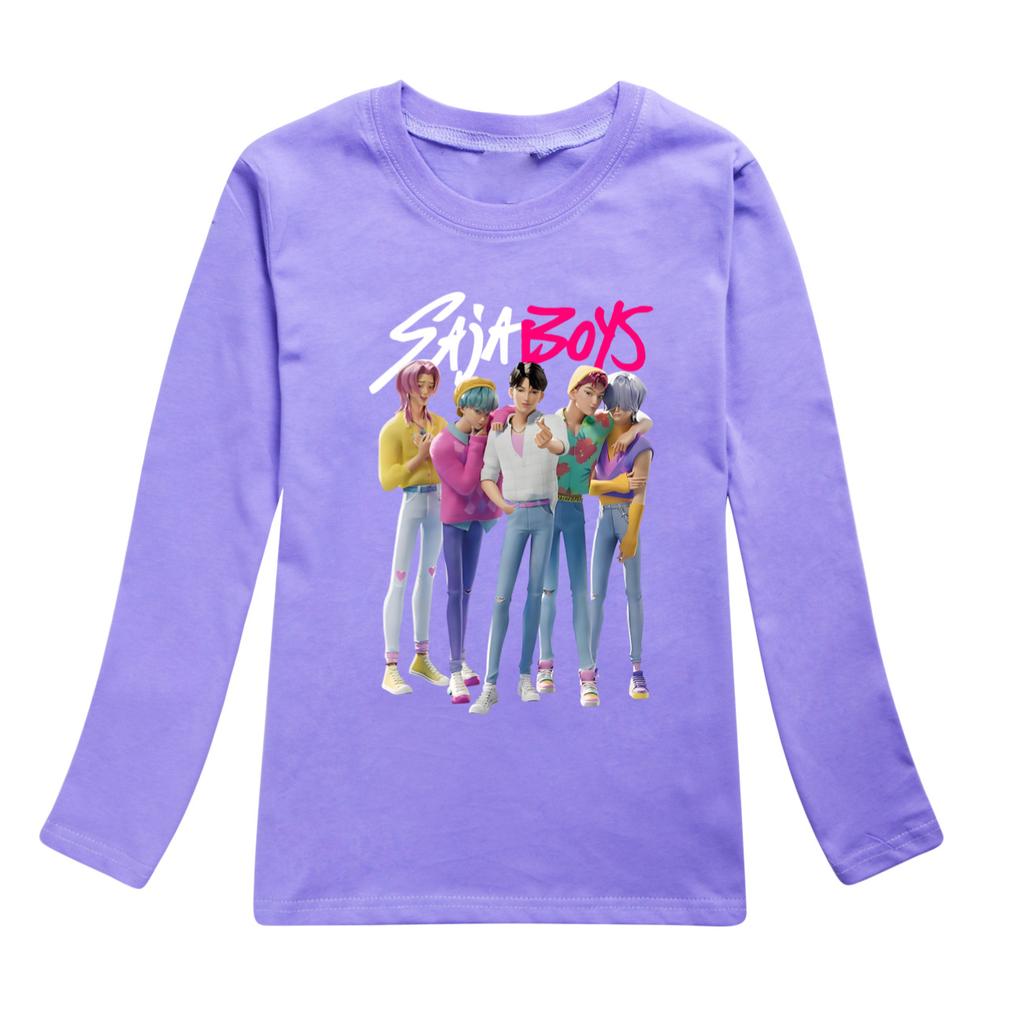 KPOP Łowcy Demonów Saja Chłopcy Koszulka Kreskówka Długi Rękaw Chłopcy Dziewczęta Nastolatki Ubrania Anime T-shirt Jesień Dziecięca Koszulka