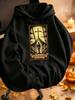 Unisex Hoodie, Halloween, Cross And Figure Graphic, Pullover Sweatshirt, Gothic Religious Style, Autumn Winter Casual Wear, Front Pocket Drawstring