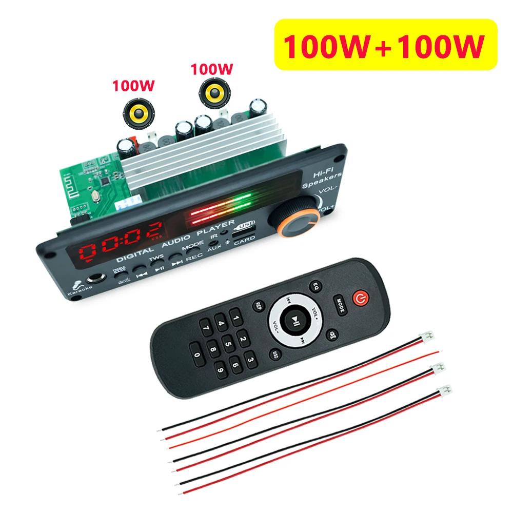200W Amplifier Bluetooth 5.3 MP3 Decoder Board Car TWS Wireless MP3 Player DC 12V DIY Home Audio Module Mic USB TF FM Radio for Speaker