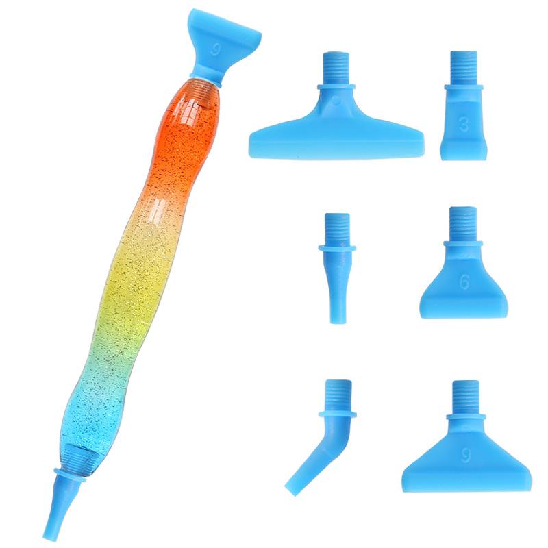 Glitter Gradient Diamond Painting Pen Kit with 6 Interchangeable Plastic Tips Ergonomic Handle for 5D Diamond Art Rhinestone Crafts and DIY Projects