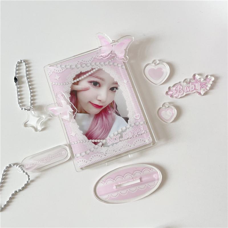 3 Inch Acrylic Photo Frame Idol Postcards Display Photo Cards Decoration Card Holder Fashion Chain Stand Card Protective Case
