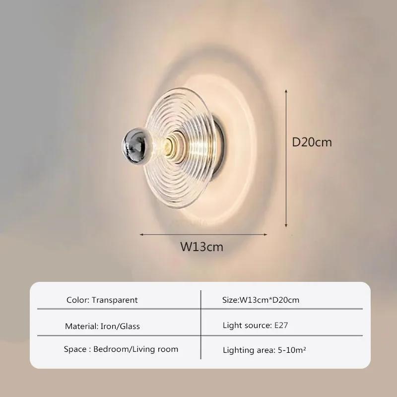 Glass Wall Lamp Design Ceiling Light Home Decor For Living Room Bedroom Bedside Indoor Orange Transparent Round Wall Sconces