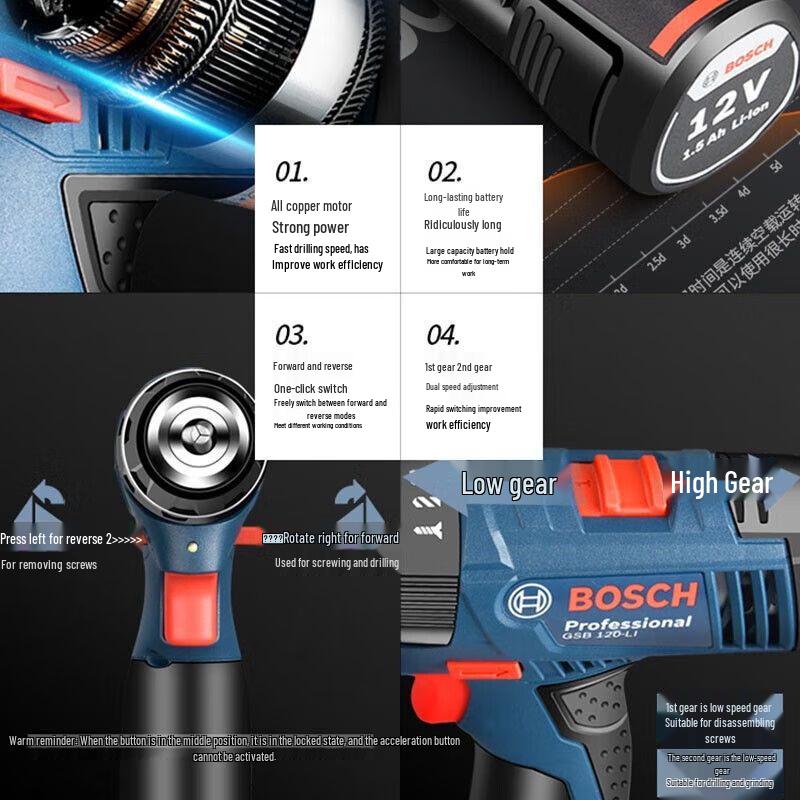 Bosch GSB120-LI Cordless Impact Drill CN plug (adapter included)