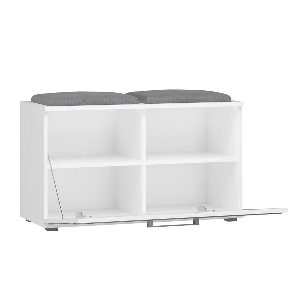 Opal White Shoe Cabinet Seat 4 Shelves For Hallway For Shoes For Home For Office