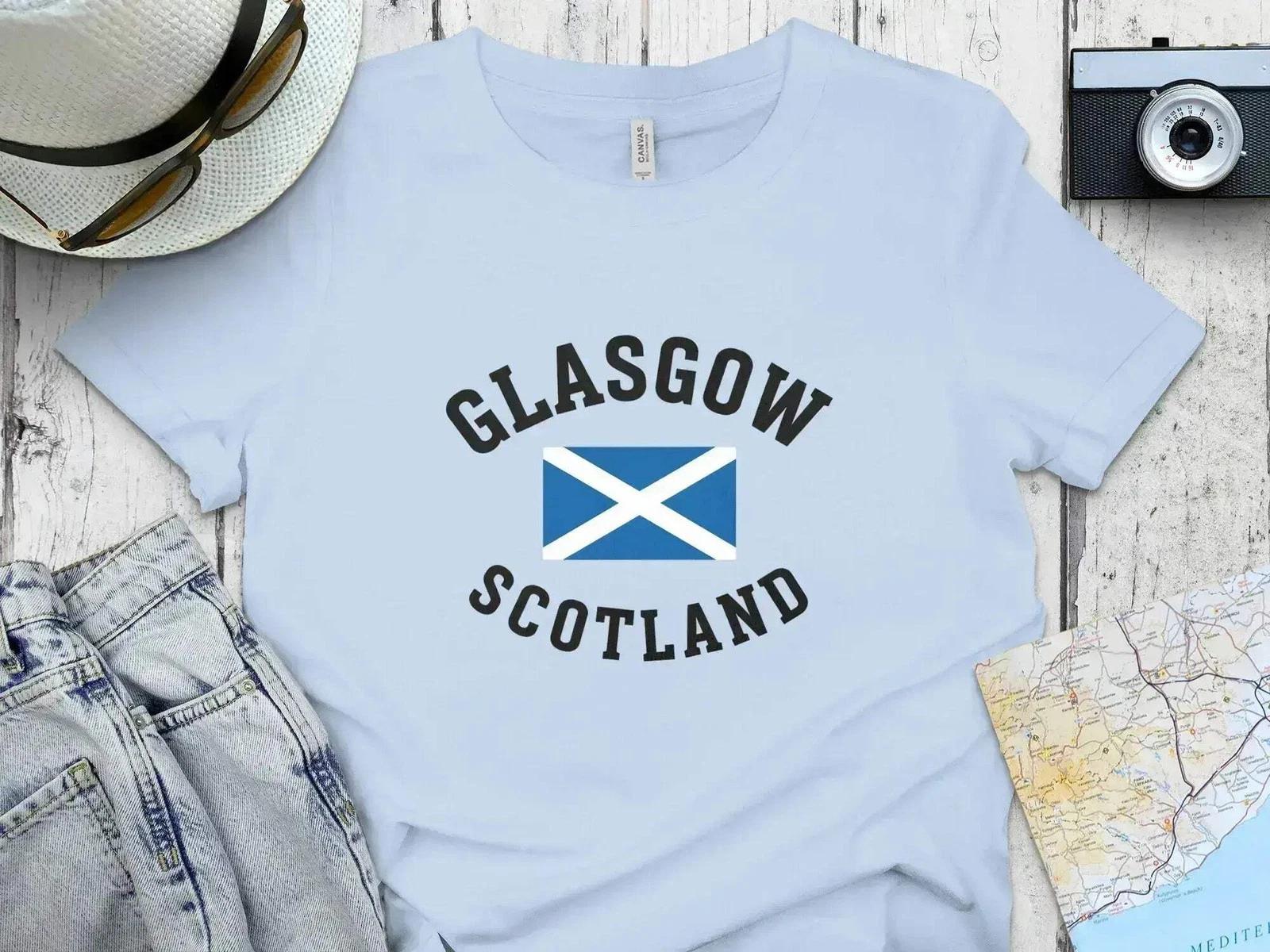 Iconic Glasgow Scotland Flag Graphic T-Shirt L