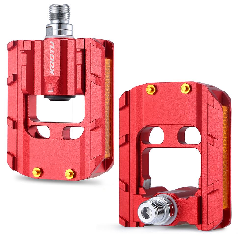 

KOOTU Folding Bike Pedals Full Aluminum Bicycle Pedal Red/Silver Seal Bearing Pedal for Bmx 9/16 Universal Foldable Pedal красный