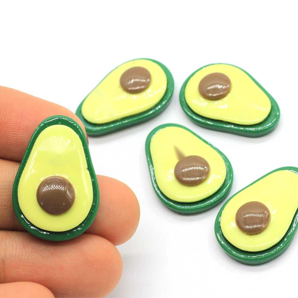 Kawaii Cartoon Avocado Flatback Resin Cabochons for Slime Charms Hair Bow Centers DIY Scrapbooking Decor