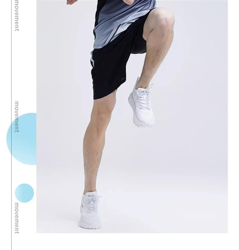 Herren Schnelltrocknendes Eisseiden Sportset: Atmungsaktives, lockeres, kurzärmeliges Lauf-/Fitness-Outfit für den Sommer.