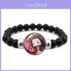 Trendy Handmade Demon Slayer Cartoon Bead Bracelet Black Elastic Unisex Gift Glass Beads