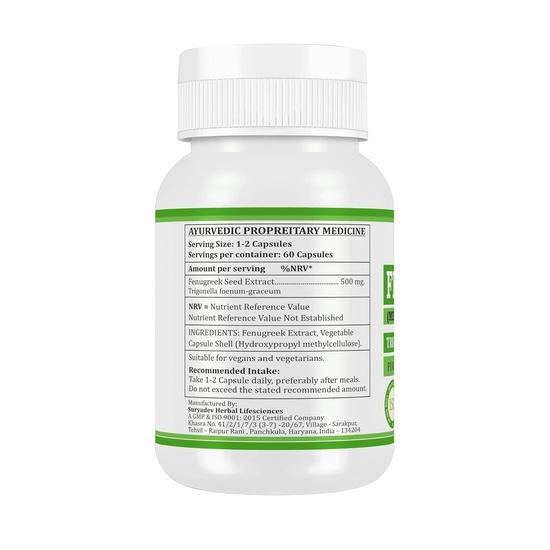 Morsan Nutraveda’s Fenugreek (Trigonella Foenum Graceum, Methi) Extract Capsule | Pack of 60 X 500 Mg. Veg. Capsules (1 Pack of 60 Capsules)